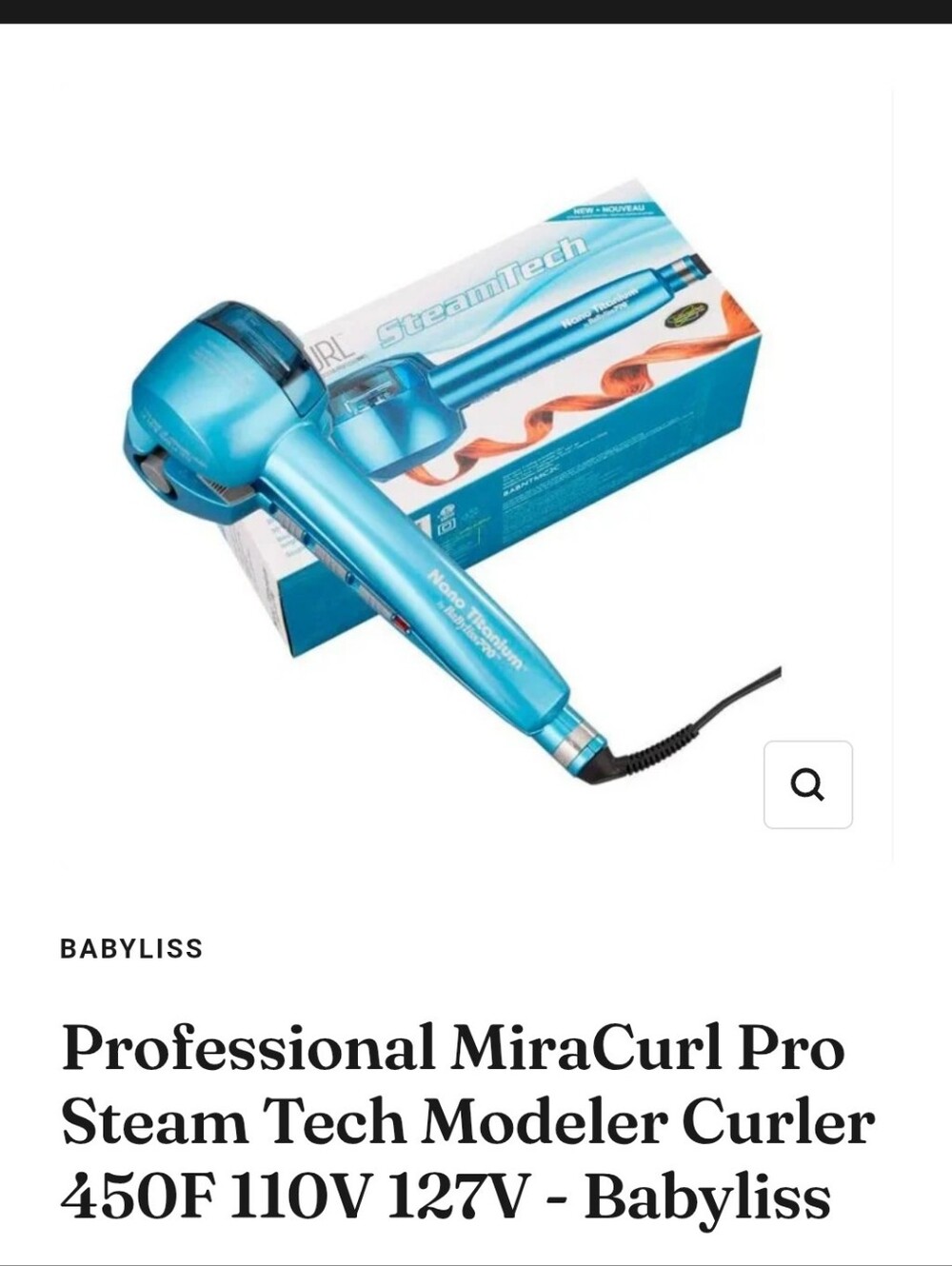 BaByliss Blue Nano Titanium Pro-steam Curler Styling Tool